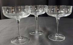 3 Rolf Glass Mid Century Modern Champagne Coupe Glasses Luigi Bormioli Crystal