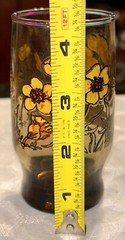VINTAGE FLORAL Brown Yellow and Orange Juice Glass Set of 2