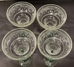4 Vintage Cristal D’Arques-Durand Sombrero Margarita Glasses Green Glass 8×5 MCM
