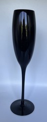 Vtg Mikasa Elite Black Fluted Champagne Flute 10 1/8” Blown Glass Set Of 4