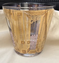 4 Vintage Gold And Pink Old Fashion Cocktail Glasses