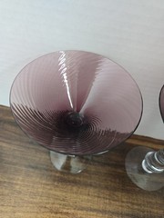 Vintage Bryce Wilmington Amethyst Purple Swirl Martini Glasses Clear Cube…