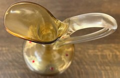 Veneziano Decanter Amber Glass Gold Trim 3 Stemmed Wine Cordial Glasses