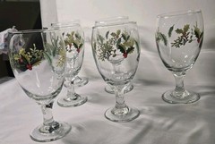 6 Holly Berry Iced Tea/Wine/Water Goblets Christmas Holiday 7″ x 3″ Festive #2