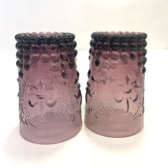 Zrike Glass Fleur de Lis Hobnail Renaissance Amethyst Tumblers Set of 2