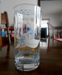 Farm Country Goose Highball Tumbler (s) 16 oz. Glass Anchor Hocking Blue White !