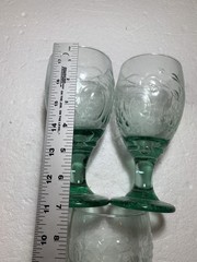 Vintage Libbey Orchard Fruit Goblets Stemware Glasses – Green Glass Set Of 3