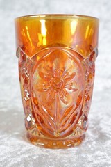 IG Imperial Glass Mayflower Carnival Marigold Orange 4 1/4″ Tall Tumbler