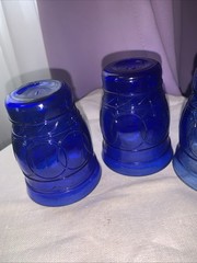 Maryland Glass Co. RING O RINGS Cobalt Blue Flat Juice Tumbler Set Of 5