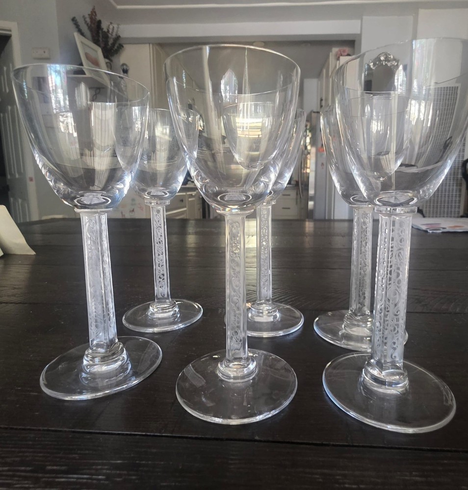 (1) Lalique France Phalsbourg Signed Square Stem Sherry Glasses 5 3/4″