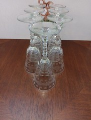 Set of 7 Libbey Rock Sharpe #3005-10 Flower & Lines Cut Water Goblets 7 oz.