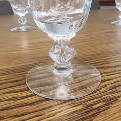 Fostoria Hand-Cut Crystal Goblet – Open Lyre Stem – 6⅜» – Crosshatch Cut Pattern