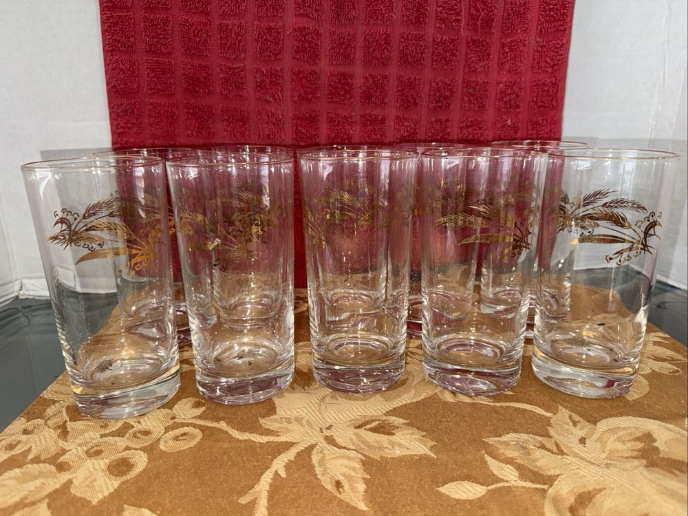 Lifetime Homer Laughlin Prairie Gold Wheat Tumblers Glasses 5 5/8″ Set of 10