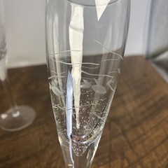 Etched Fish And Bubbles In Glass Champagne Flutes 10.5” Glasses – Set of 2