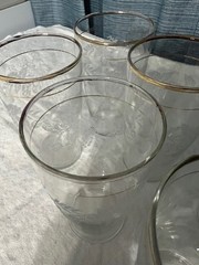 Bartlett Collins Etched Frosted Grapes 5″ Glasses Gold Trim Set of 8 Vintage