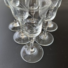 Vintage Set of (4) Etched Wheat Stemmed Glass Cordial Glasses 4″ x 1.75″ Lovely