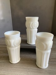 VTG Wheaton Milk Glass Bullseye Tumblers Art Deco Style 16 oz -Wedding
