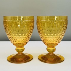 Lot 4 VILLEROY & BOCH BOSTON Amber GOBLETS XL Wine Water Sangria GLASSES 5.50″