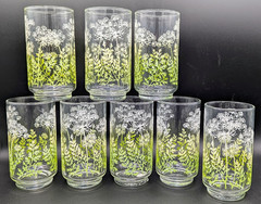 ✨ SET OF 8 ✨ 60’s LIBBEY GLASS QUEEN ANNE’S LACE Vintage Mid-Century EUC