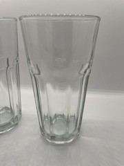 2 Libbey Gibraltar Glasses Clear Paneled Heavy Flat Bottom Tumblers Coolers 6.25
