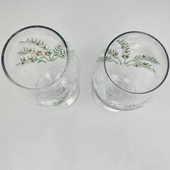 Hand Blown Goblets Handpainted Clear Glass Red Green Christmas Wedding Toast Set