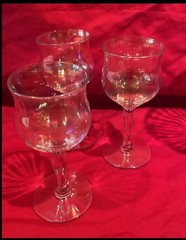 Set of 5 Vintage Iridescent Stemmed Wine Glasses Rainbow Finish 6” Goblets