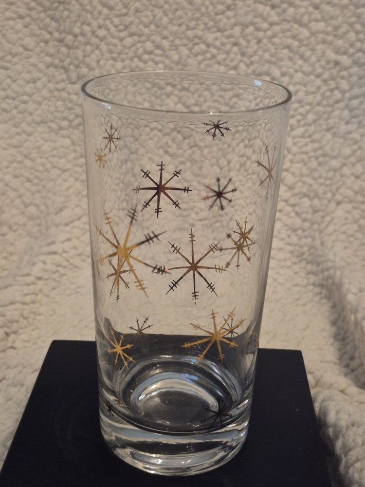 Vintage MCM Atomic Gold Snowflake Tumbler