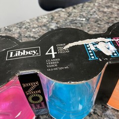 Libbey Impressions Colors Neon Double Old Fashioned Glasses Set of Four 12 ounce