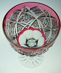 CRANBERRY TO CLEAR ABP CUT GLASS CRYSTAL WINE POSSIBLY BY STRAUS