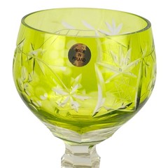 SET OF 3 MADE IN POLAND 9.25″ CUT TO CLEAR CRYSTAL WINE GLASSES W/GRAPE & STARS