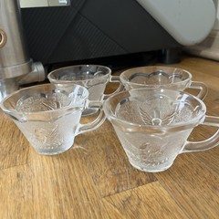 Set Of 4 Four Americana Punch Cup Embossed Eagle W/ Olive Branch Hazel Atlas USA