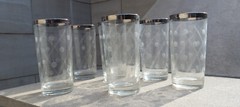 Atomic & Space Age Highball Tumbler Water Glasses Set 6x MCM 1950s