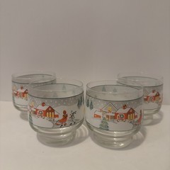 (4) Vtg Sango Silent Night Christmas Glasses Holiday Barware 8 oz