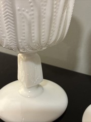 Vintage Fenton Cactus Milk Glass Large Goblets Set Of 2 Beautiful White Nice
