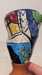 Funky 3D Studio Art Pottery Handmade Goblet/Chalice Stoneware 6″ Vintage.