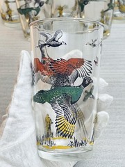 Vintage Hazel Atlas Pheasant Hunting Bar Glasses Set of 6 MCM Barware