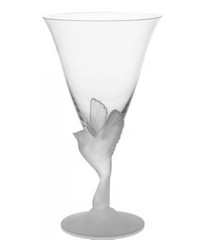 Wings Clear Frosted Dove Bird Stem Water Goblet Glass 7 1/2» Set of 2