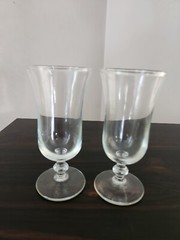 4 Footed Stemmed 4 oz Water Juice Wine Glasses Clear Smooth 2 styles