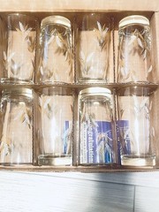 Libbey Glasses Vintage Wheat Spray Design Tumblers Gold Rim 5.5″ Set of 8