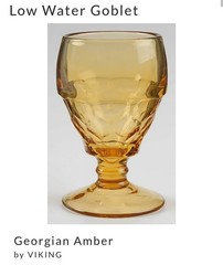 Viking Glass Georgian Low Water Goblets Amber Honeycomb Design Lot of 4 MCM