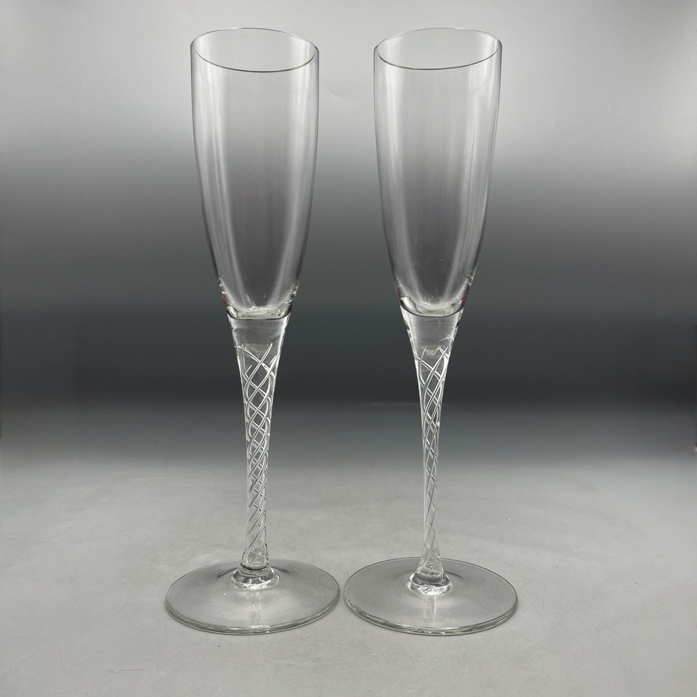 Vintage Air Twist Stem Champagne Flutes Set Of 2 Toasting Flutes