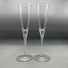 Vintage Air Twist Stem Champagne Flutes Set Of 2 Toasting Flutes
