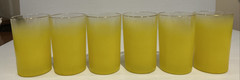 Set 6 MCM Blendo SUNNY Yellow JUICE GLASSES Gold Rim Vintage Frosted 3 3/4″