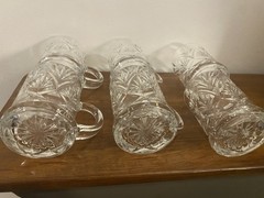 Set Of 6 Cristal D’Arques Clear Glass Crystal Mugs 4.5”