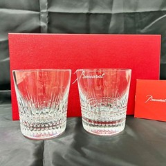 Used Good Baccarat Nancy Tumbler Rocks Glass Pair Crystal Clear
