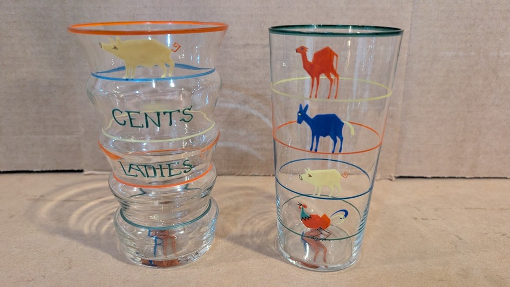 Vintage 1960’s Barware Glass Tumblers Measuring Drinking Game Glasses