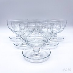 6-Piece Set Vintage Champagne Glasses With Floral Decor, Stackable | Handmade