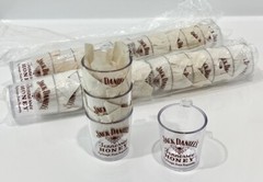 24 New JACK DANIELS Tennessee HONEY Plastic SHOT GLASSES With Hanging Hook