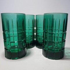 Anchor Hocking Tartan Emerald Dark Green 5¼” Beverage Tumbler 12 Oz. 4 Ct Heavy