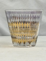 4 RARE Vtg George Briard Diamond Lattice Golden Diamond Lowball Rocks Glass. 122